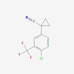 molecular formula C11H7ClF3N B13597570 1-[4-Chloro-3-(trifluoromethyl)phenyl]cyclopropane-1-carbonitrile 