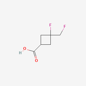 molecular formula C6H8F2O2 B13597678 3-Fluoro-3-(fluoromethyl)cyclobutane-1-carboxylicacid 