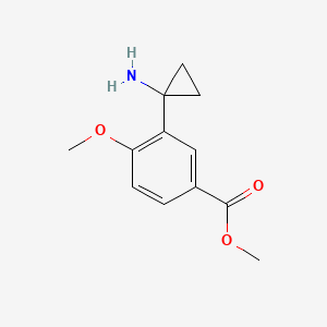 molecular formula C12H15NO3 B13597769 Methyl 3-(1-aminocyclopropyl)-4-methoxybenzoate 