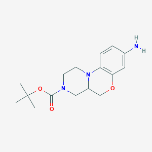 molecular formula C16H23N3O3 B13598075 Tert-butyl5-amino-8-oxa-1,12-diazatricyclo[8.4.0.0,2,7]tetradeca-2,4,6-triene-12-carboxylate 