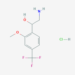 molecular formula C10H13ClF3NO2 B13598178 2-Amino-1-[2-methoxy-4-(trifluoromethyl)phenyl]ethan-1-olhydrochloride 