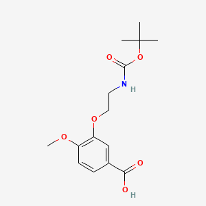 molecular formula C15H21NO6 B13598242 3-(2-{[(Tert-butoxy)carbonyl]amino}ethoxy)-4-methoxybenzoicacid 