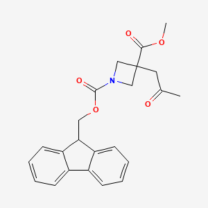 molecular formula C23H23NO5 B13598312 1-(9H-fluoren-9-yl)methyl3-methyl3-(2-oxopropyl)azetidine-1,3-dicarboxylate 