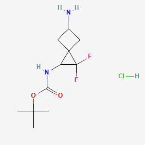 molecular formula C11H19ClF2N2O2 B13598326 tert-butyl N-{5-amino-2,2-difluorospiro[2.3]hexan-1-yl}carbamate hydrochloride 