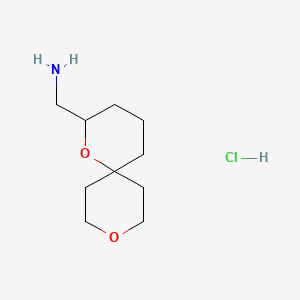 molecular formula C10H20ClNO2 B13598479 1-{1,9-Dioxaspiro[5.5]undecan-2-yl}methanaminehydrochloride 