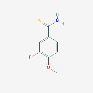 molecular formula C8H8FNOS B13598533 3-Fluoro-4-methoxybenzene-1-carbothioamide 