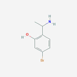 molecular formula C8H10BrNO B13598646 2-(1-Aminoethyl)-5-bromophenol 