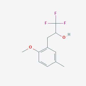 molecular formula C11H13F3O2 B13598801 1,1,1-Trifluoro-3-(2-methoxy-5-methylphenyl)propan-2-ol 