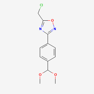 molecular formula C12H13ClN2O3 B1359882 5-(Chloromethyl)-3-[4-(dimethoxymethyl)phenyl]-1,2,4-oxadiazole CAS No. 1119449-59-0