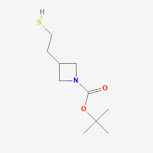 molecular formula C10H19NO2S B13599055 tert-Butyl 3-(2-mercaptoethyl)azetidine-1-carboxylate 