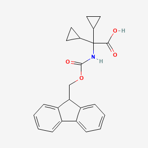 molecular formula C23H23NO4 B13599156 2,2-dicyclopropyl-2-({[(9H-fluoren-9-yl)methoxy]carbonyl}amino)acetic acid 