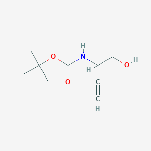 molecular formula C9H15NO3 B13599308 tert-butyl N-(1-hydroxybut-3-yn-2-yl)carbamate 