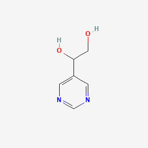 molecular formula C6H8N2O2 B13599319 1-(Pyrimidin-5-yl)ethane-1,2-diol 