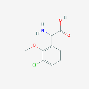 molecular formula C9H10ClNO3 B13599462 2-Amino-2-(3-chloro-2-methoxyphenyl)acetic acid 