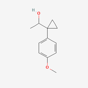 molecular formula C12H16O2 B13599479 1-[1-(4-Methoxyphenyl)cyclopropyl]ethan-1-ol 