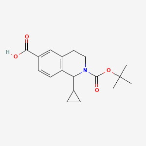 molecular formula C18H23NO4 B13599606 2-[(Tert-butoxy)carbonyl]-1-cyclopropyl-1,2,3,4-tetrahydroisoquinoline-6-carboxylic acid 