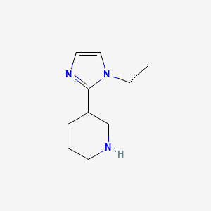 molecular formula C10H17N3 B13599642 3-(1-ethyl-1H-imidazol-2-yl)piperidine 