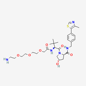 molecular formula C30H45N5O7S B13599734 (2S,4S)-1-[(2S)-2-[[2-[2-[2-(2-aminoethoxy)ethoxy]ethoxy]acetyl]amino]-3,3-dimethylbutanoyl]-4-hydroxy-N-[[4-(4-methyl-1,3-thiazol-5-yl)phenyl]methyl]pyrrolidine-2-carboxamide 