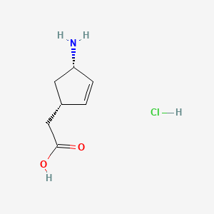 molecular formula C7H12ClNO2 B13599772 2-[(1S,4S)-4-aminocyclopent-2-en-1-yl]aceticacidhydrochloride 