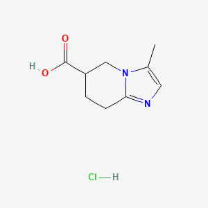 molecular formula C9H13ClN2O2 B13599786 3-methyl-5H,6H,7H,8H-imidazo[1,2-a]pyridine-6-carboxylic acid hydrochloride 