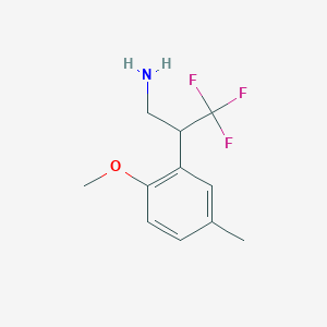 molecular formula C11H14F3NO B13599805 3,3,3-Trifluoro-2-(2-methoxy-5-methylphenyl)propan-1-amine 