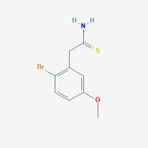 molecular formula C9H10BrNOS B13600126 2-(2-Bromo-5-methoxyphenyl)ethanethioamide 