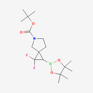 molecular formula C17H28BF2NO4 B13600206 Tert-butyl 1,1-difluoro-2-(4,4,5,5-tetramethyl-1,3,2-dioxaborolan-2-yl)-5-azaspiro[2.4]heptane-5-carboxylate 