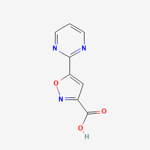 molecular formula C8H5N3O3 B13600313 5-(2-Pyrimidinyl)isoxazole-3-carboxylic Acid 