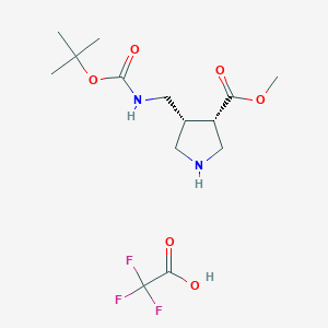 rac-methyl(3R,4S)-4-({[(tert-butoxy)carbonyl]amino}methyl)pyrrolidine-3-carboxylate,trifluoroaceticacid