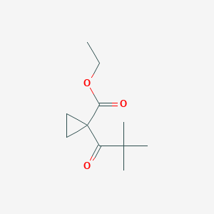 molecular formula C11H18O3 B13600507 Ethyl1-(2,2-dimethylpropanoyl)cyclopropane-1-carboxylate 