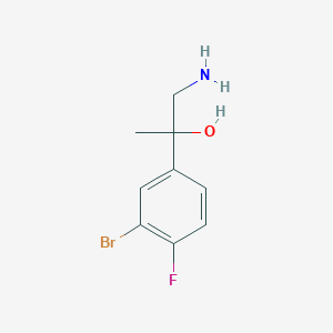 molecular formula C9H11BrFNO B13600557 1-Amino-2-(3-bromo-4-fluorophenyl)propan-2-ol 