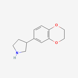 molecular formula C12H15NO2 B13600729 3-(2,3-Dihydrobenzo[b][1,4]dioxin-6-yl)pyrrolidine 