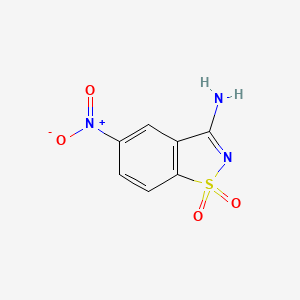 molecular formula C7H5N3O4S B13600782 3-Amino-5-nitro-1lambda6,2-benzothiazole-1,1-dione 