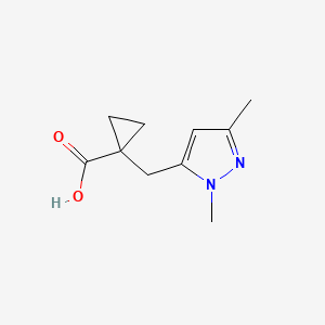 molecular formula C10H14N2O2 B13600789 1-((1,3-Dimethyl-1h-pyrazol-5-yl)methyl)cyclopropane-1-carboxylic acid 