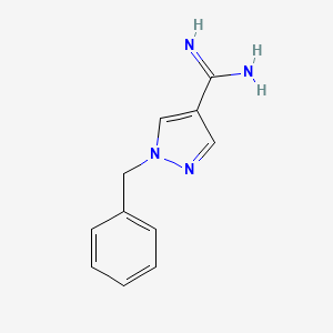 molecular formula C11H12N4 B13600801 1-benzyl-1H-pyrazole-4-carboximidamide 