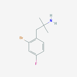 molecular formula C10H13BrFN B13600857 1-(2-Bromo-4-fluorophenyl)-2-methylpropan-2-amine 