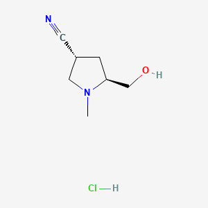 molecular formula C7H13ClN2O B13600962 (3R,5S)-5-(hydroxymethyl)-1-methylpyrrolidine-3-carbonitrile hydrochloride 