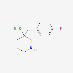 molecular formula C12H16FNO B13601123 3-(4-Fluorobenzyl)piperidin-3-ol 