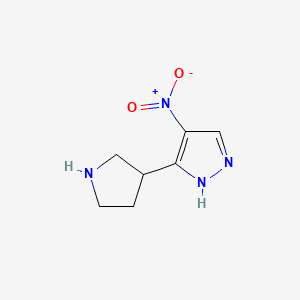 molecular formula C7H10N4O2 B13601131 4-nitro-3-(pyrrolidin-3-yl)-1H-pyrazole 