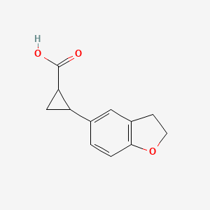 molecular formula C12H12O3 B13601260 2-(2,3-Dihydrobenzofuran-5-yl)cyclopropane-1-carboxylic acid 