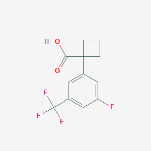 molecular formula C12H10F4O2 B13601316 1-[3-Fluoro-5-(trifluoromethyl)phenyl]cyclobutane-1-carboxylic acid 