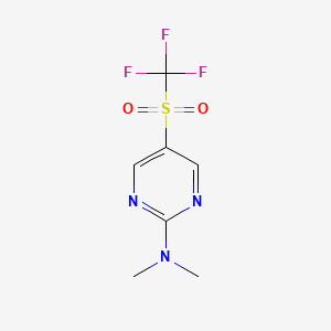 molecular formula C7H8F3N3O2S B13601383 N,N-dimethyl-5-trifluoromethanesulfonylpyrimidin-2-amine 