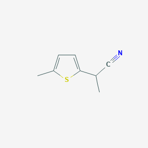 molecular formula C8H9NS B13601531 2-(5-Methylthiophen-2-yl)propanenitrile 