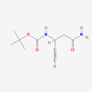 molecular formula C10H16N2O3 B13601759 tert-butylN-(1-carbamoylbut-3-yn-2-yl)carbamate 