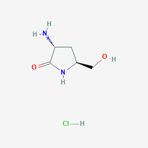 molecular formula C5H11ClN2O2 B13601849 (3R,5S)-3-amino-5-(hydroxymethyl)pyrrolidin-2-one hydrochloride CAS No. 1692915-48-2