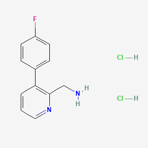 molecular formula C12H13Cl2FN2 B13602049 1-[3-(4-Fluorophenyl)pyridin-2-yl]methanaminedihydrochloride 