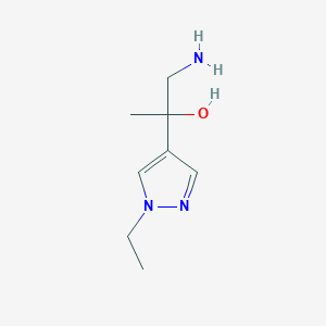 molecular formula C8H15N3O B13602054 1-amino-2-(1-ethyl-1H-pyrazol-4-yl)propan-2-ol 