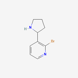 molecular formula C9H11BrN2 B13602254 2-Bromo-3-(pyrrolidin-2-yl)pyridine 