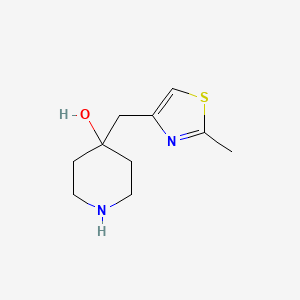 molecular formula C10H16N2OS B13602345 4-((2-Methylthiazol-4-yl)methyl)piperidin-4-ol 