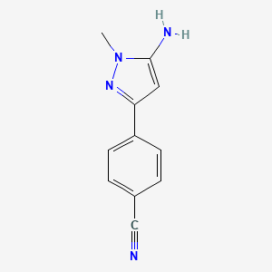 molecular formula C11H10N4 B13602369 4-(5-Amino-1-methyl-1H-pyrazol-3-yl)benzonitrile CAS No. 1414568-28-7